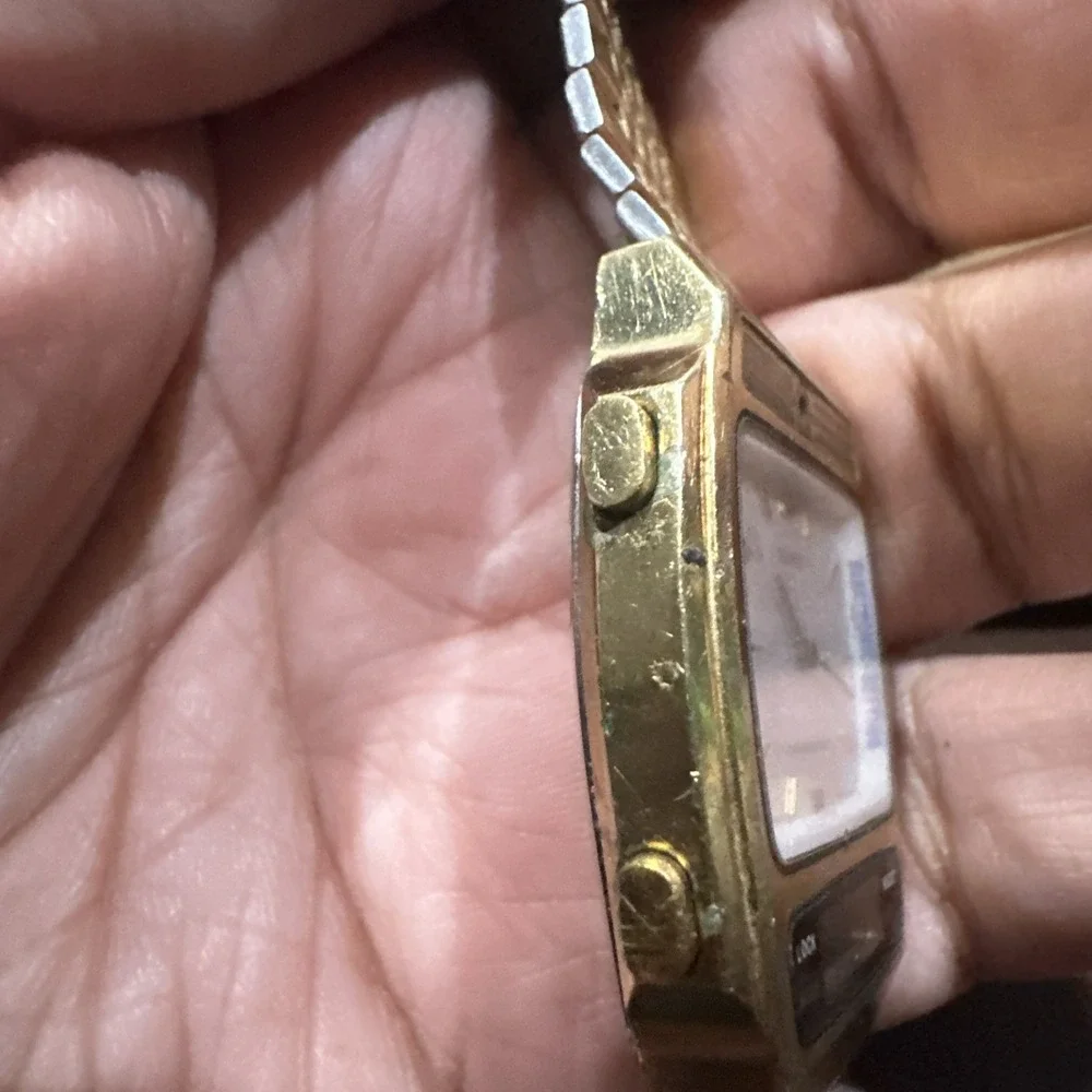 Working Vtg Seiko Quartz Analog/digital H259-5009 Gold Tone 33mm Mens Watch Rare